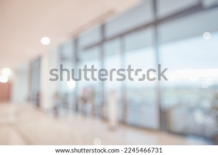BLURRED OFFICE BACKGROUND, CITY COMMERCIAL HALL, MODERN SPACIOUS BUSINESS INTERIOR 