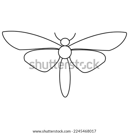 dragonfly outline vector illustration,isolated on white background,top view