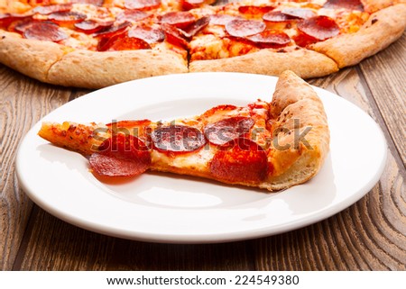 Pizza on a wooden table