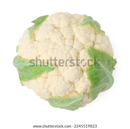Whole fresh raw cauliflower isolated on white, top view Royalty-Free Stock Photo #2245519823