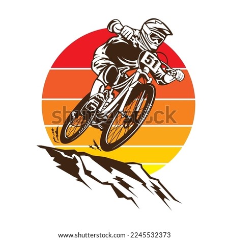 Extreme Downhill mountain bike sport vector illustration, perfect for champion ship event logo and t shirt design