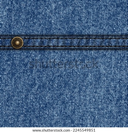 Stitched denim background with rivet and stitch - jeans template with copyspace  