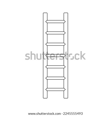 Wooden Ladder Outline Icon Illustration on Isolated White Background