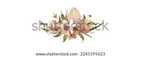 watercolour flower cross illustration, easter clip art, borderline, banner in boho style