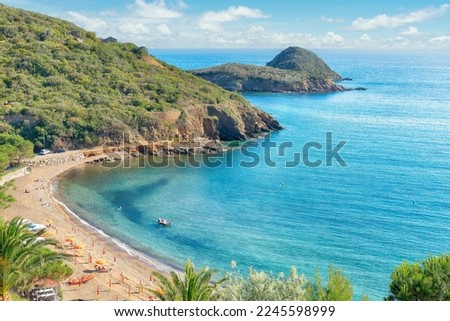 Landscape with Innamorata beach in Elba Island, Tuscany, Italy Royalty-Free Stock Photo #2245598999