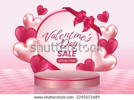 valentine's day sale display website banner pink background and hearts elements