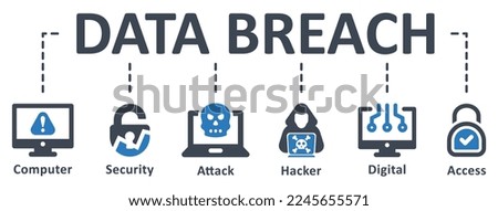 Data Breach icon - vector illustration . data, breach, computer, security, attack, hacker, algorithm, access, digital, infographic, template, presentation, concept, banner, icon set, icons . Royalty-Free Stock Photo #2245655571