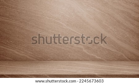 empty brown marble wall room interiors studio backdrop. well editing montage for display cosmetic products. free space for showing product. stage showcase on pedestal display beige background.