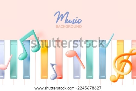 Music notes, song, melody or tune 3d realistic vector icon for musical apps and websites background vector illustration Royalty-Free Stock Photo #2245678627