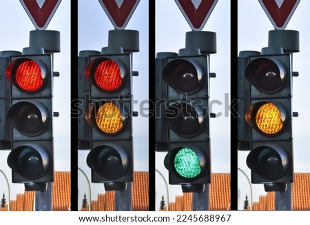 Traffic signal lights in the road, always obey traffic laws