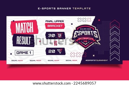 Match Result E-sports Gaming Banner Template for social media Flyer with Logo Royalty-Free Stock Photo #2245689057