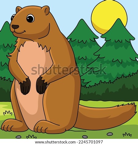 Marmot Animal Colored Cartoon Illustration