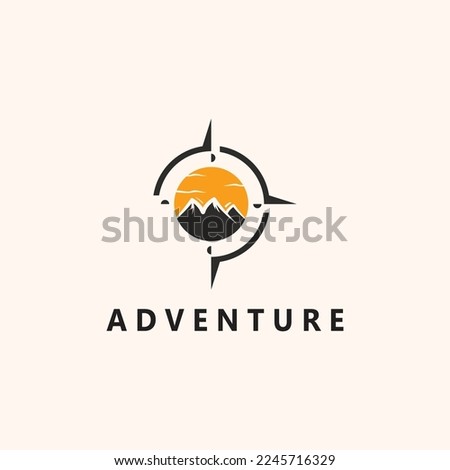 Compass and mountain logo. Logo design for adventure or travel inspiration.