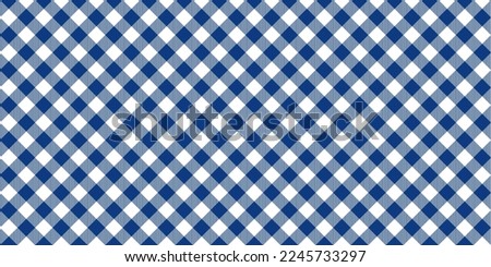 Blue white gingham cloth vector. Checkered tablecloth pattern. Traditional plaid seamless vector texture. Gingham plaid pattern.