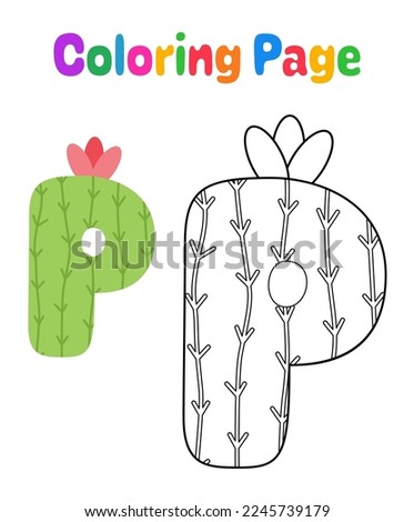 Coloring page with Alphabet P for kids