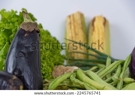 Vegetables and greens for culinary use. Salad food. Miscellaneous ingredients on wooden background.