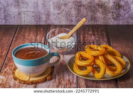 hot chocolate with churros typical Spanish breakfast