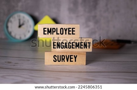 white card with text Employee Engagement Survey. Royalty-Free Stock Photo #2245806351