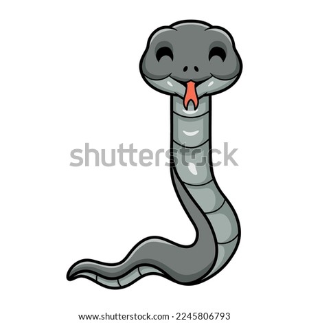 Cute black mamba snake cartoon