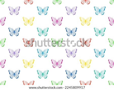 Butterfly cartoon character seamless pattern on white background