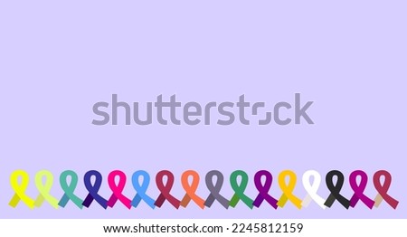 Vector illustration World Cancer Day ribbons in all colors