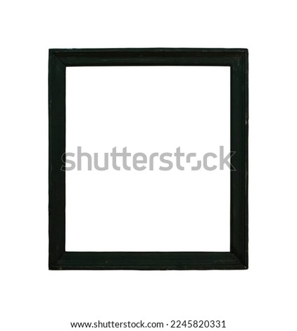 Old black wooden picture frame on white background isolated