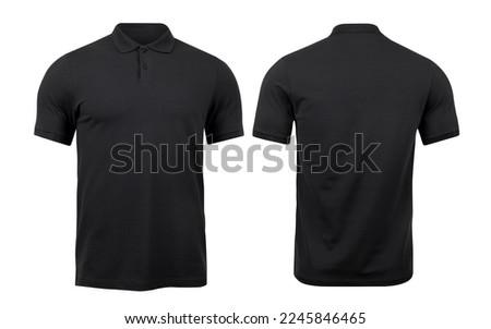 Isolated black polo t-shirt on white background