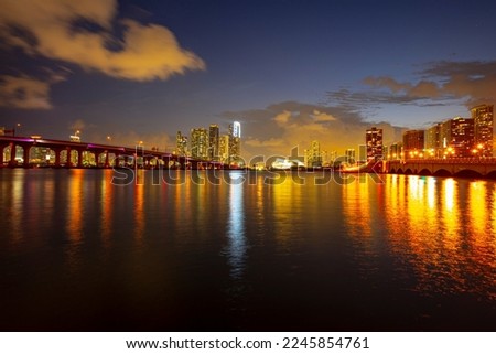 Miami, Florida, United States, night city photo.
