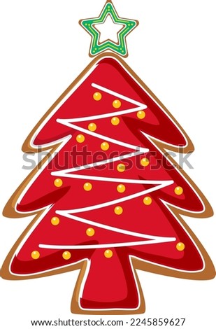 Christmas tree gingerbread cookie isolated illustration