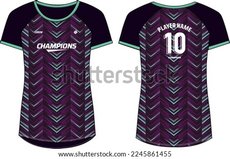 Women Sports Jersey t-shirt design concept Illustration, Abstract Geometric pattern round Neck t shirt for girls and Ladies Volleyball jersey, Football, badminton, Soccer, netball. Sport uniform kit