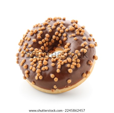Tasty chocolate donut isolated on white background Royalty-Free Stock Photo #2245862457