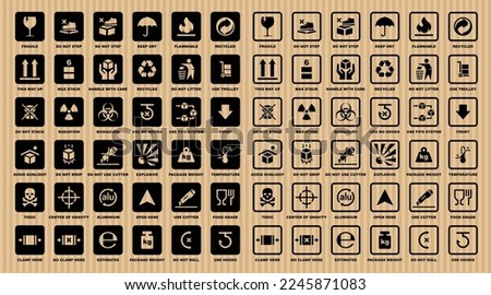 Cardboard packaging icon set vector Royalty-Free Stock Photo #2245871083