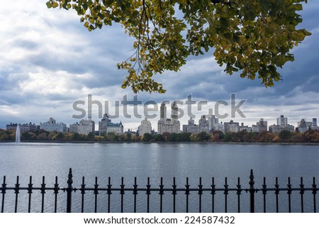 Upper West Side Skyline from Central Park in fall, New York City