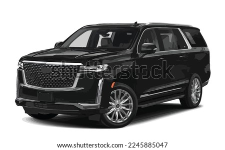 Black SUV Offroad 3d car Cadillac escalade Modern off road Famous world brand vehicles produced  United States America automobile manufacturer art design vector isolated white background Royalty-Free Stock Photo #2245885047