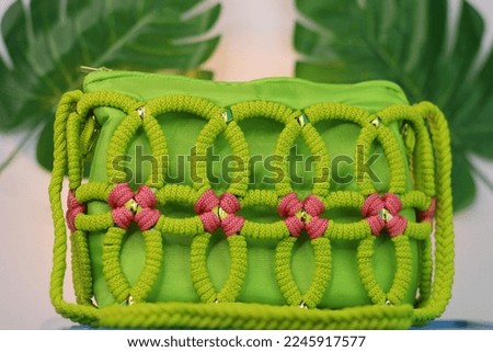 Homemade bag craft products are photographed for production purposes Royalty-Free Stock Photo #2245917577
