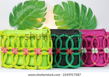 Homemade bag craft products are photographed for production purposes Royalty-Free Stock Photo #2245917587