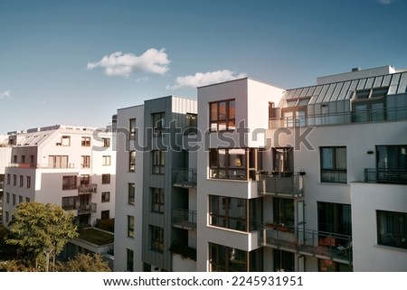 EU Modern European complex of apartment buildings. And outdoor facilities. Royalty-Free Stock Photo #2245931951