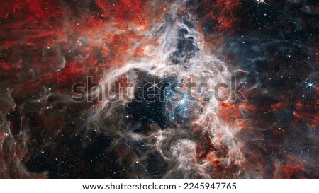 Cosmic Tarantula Nebula in outer space. James webb telescope. Elements of this image furnished by NASA. Royalty-Free Stock Photo #2245947765