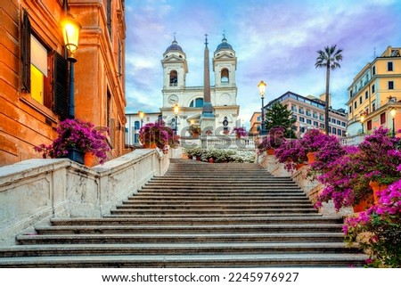 Piazza di Spagna in Rome, italy. Spanish steps in Rome, Italy in the morning. One of the most famous squares in Rome, Italy. Rome architecture and landmark. Royalty-Free Stock Photo #2245976927