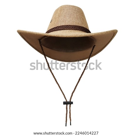 A brown cowboy hat isolated on a white background front view Royalty-Free Stock Photo #2246014227