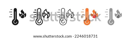 Thermometer line icon. Heat, warm, fire, degree, room temperature. Celsius, cold, heat, body temperature, room temperature. Health care concept. Vector five icon in different style on white background Royalty-Free Stock Photo #2246018731