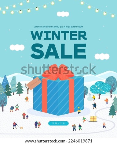 Winter shopping event illustration. Banner. Pop-up Royalty-Free Stock Photo #2246019871