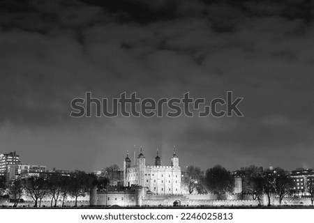 Night photo of the Tower of London