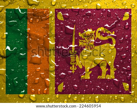 flag of Sri Lanka with rain drops