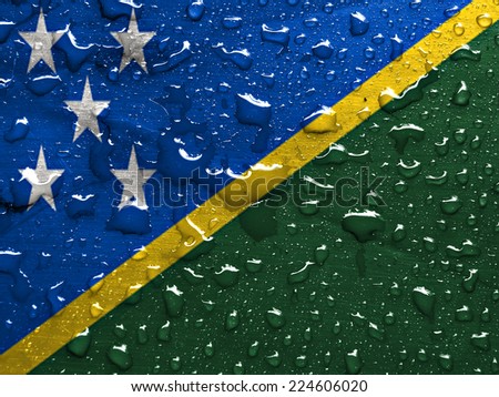 flag of Solomon Islands with rain drops