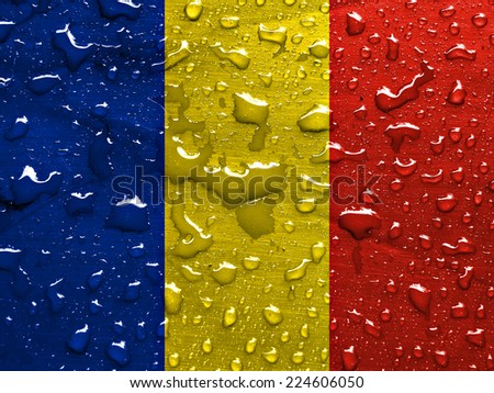 flag of Romania with rain drops