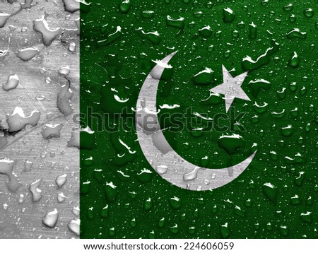 flag of Pakistan with rain drops