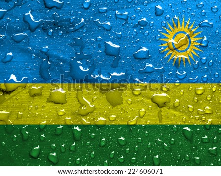 flag of Rwanda with rain drops