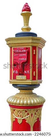 bright golden red fire hydrant isolated on white