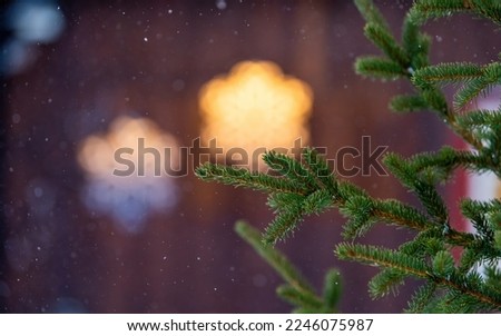 Christmas tree light snowflake winter with negative space